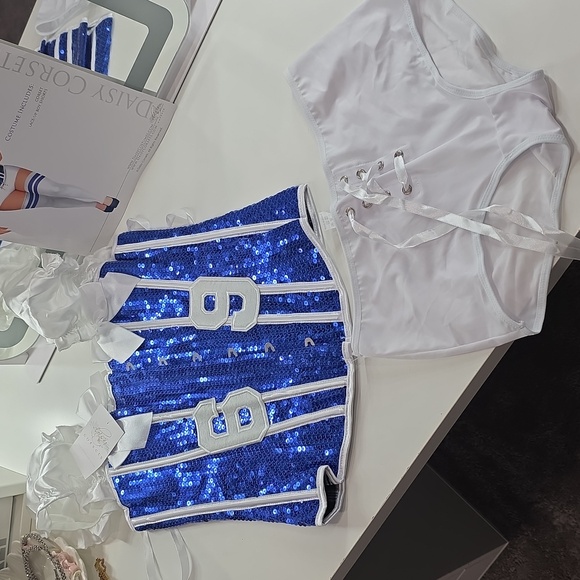 Daisy Corsets Blue and White Sequin Corset - Picture 5 of 8